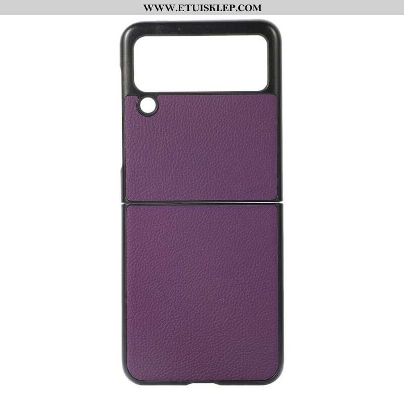 Etui do Samsung Galaxy Z Flip 3 5G Etui Folio Prawdziwa Skóra Litchi